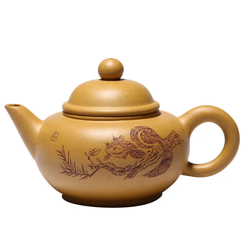 Handmade Kung-Fu Teaware, Yixing Clay Horizontal Pot, Zisha Teapot, Purple Clay Drinkware for Puer Green and Black