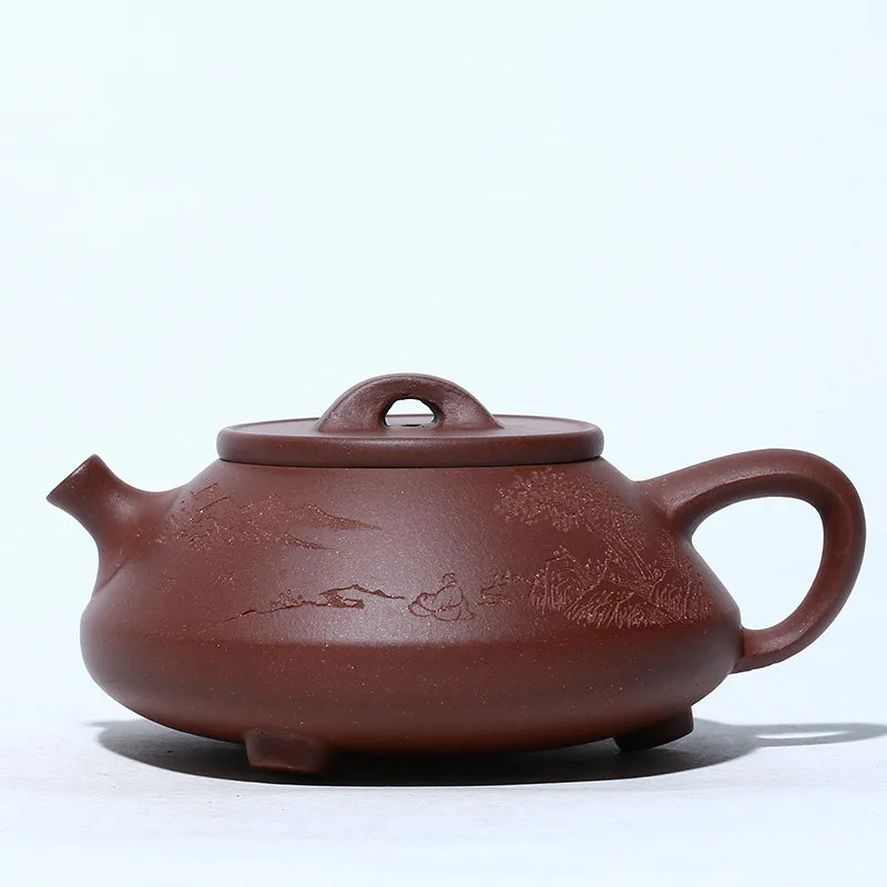 Handmade Kung-Fu Teaware of Purple Clay, Kung-Fu Teapot, Kung-Fu Teaware, Three-legged Stone Scoop