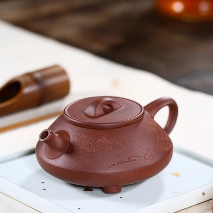 Handmade Kung-Fu Teaware of Purple Clay, Kung-Fu Teapot, Kung-Fu Teaware, Three-legged Stone Scoop