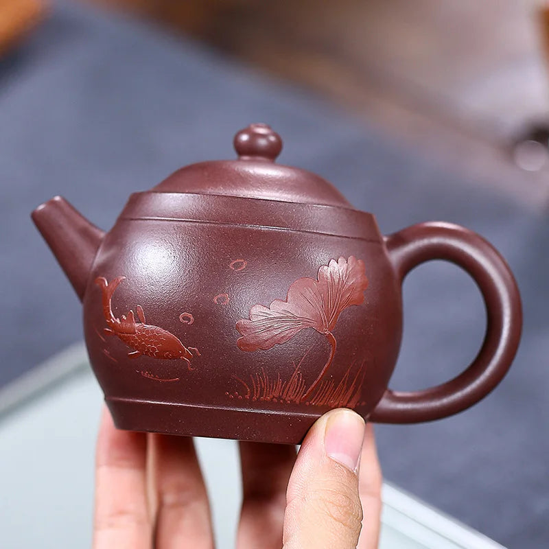 Handmade Kung-Fu Teaware of Raw Ore Purple Clay, Fun Ball Teapot, Zisha Teapot, Yixing Handmade Pot, Purple Clay Drinkware for P