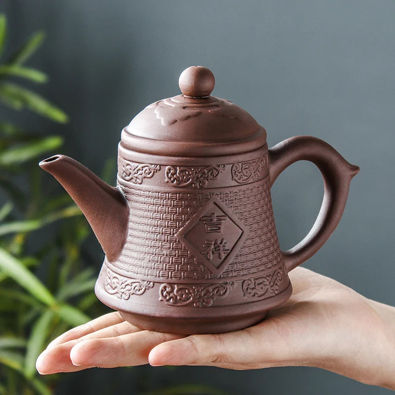 Handmade Kungfu Tea Set, Purple Clay Pot, Red Clay, Large Capacity, Auspicious Pot, Ceramic Household, Large Capacity