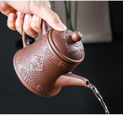 Handmade Kungfu Tea Set, Purple Clay Pot, Red Clay, Large Capacity, Auspicious Pot, Ceramic Household, Large Capacity