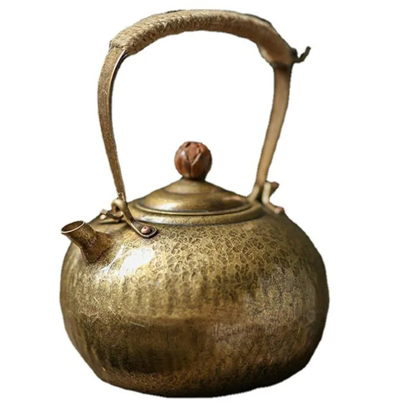 Handmade Large Capacity Kettle Gilt Silver Brass Kettle Metal Purple Copper Pots Large Chinese Teapot Tea Ceremony Teaware Gift