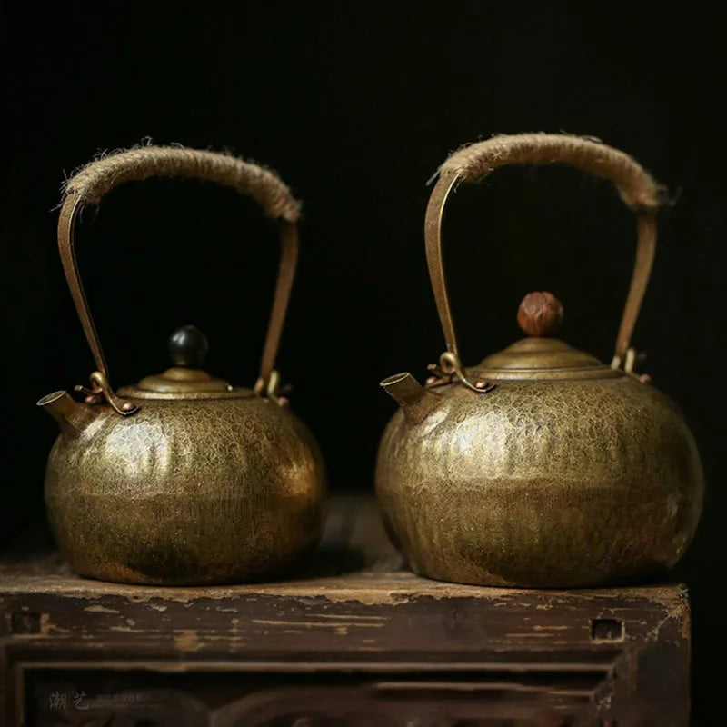 Handmade Large Capacity Kettle Gilt Silver Brass Kettle Metal Purple Copper Pots Large Chinese Teapot Tea Ceremony Teaware Gift