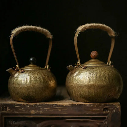 Handmade Large Capacity Kettle Gilt Silver Brass Kettle Metal Purple Copper Pots Large Chinese Teapot Tea Ceremony Teaware Gift