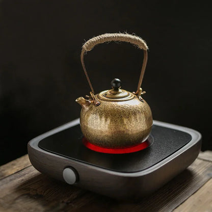 Handmade Large Capacity Kettle Gilt Silver Brass Kettle Metal Purple Copper Pots Large Chinese Teapot Tea Ceremony Teaware Gift