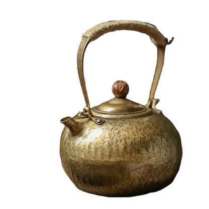 Handmade Large Capacity Kettle Gilt Silver Brass Kettle Metal Purple Copper Pots Large Chinese Teapot Tea Ceremony Teaware Gift