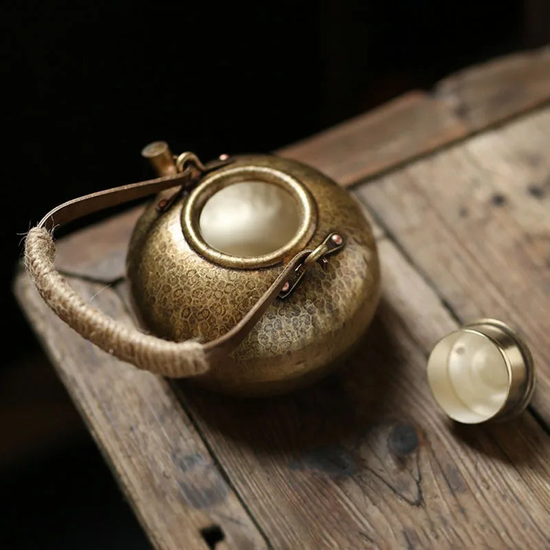 Handmade Large Capacity Kettle Gilt Silver Brass Kettle Metal Purple Copper Pots Large Chinese Teapot Tea Ceremony Teaware Gift