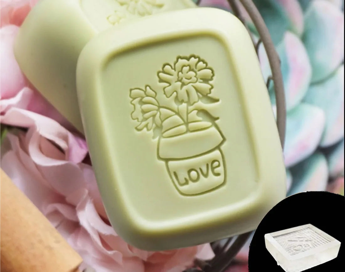 Handmade Letter Beautiful Plants Flower Style Soap Stamp Exquisite Acrylic Handmade Seal Natural For Soap Making Chapters