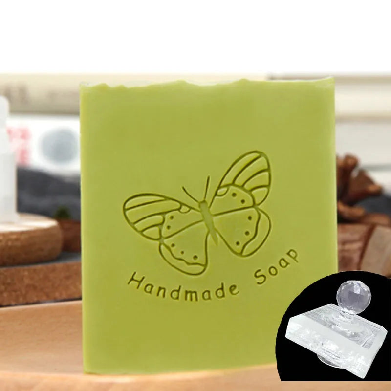 Handmade Letter Pattern Stamp, Home Cleaning Natural Seal with Handle, Acrylic Transparent Soap Stamp, DIY Making Chapters