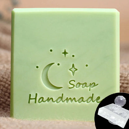 Handmade Letter Pattern Stamp, Home Cleaning Natural Seal with Handle, Acrylic Transparent Soap Stamp, DIY Making Chapters