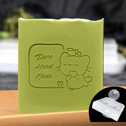 Handmade Letter Pattern Stamp, Home Cleaning Natural Seal with Handle, Acrylic Transparent Soap Stamp, DIY Making Chapters