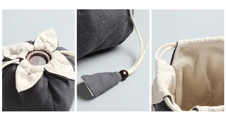 Handmade Linen Portable bag for tea pot cup travel Storage Bag Rope Hand Bag for Quik Cup Teapot Cup Package for Jewelry Toy new