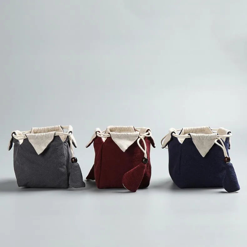 Handmade Linen Portable bag for tea pot cup travel Storage Bag Rope Hand Bag for Quik Cup Teapot Cup Package for Jewelry Toy new