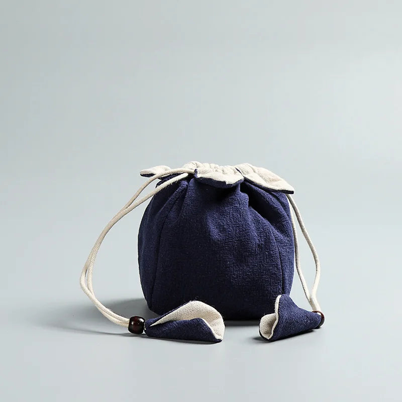 Handmade Linen Portable bag for tea pot cup travel Storage Bag Rope Hand Bag for Quik Cup Teapot Cup Package for Jewelry Toy new