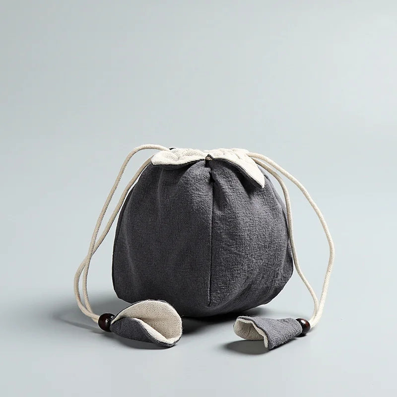Handmade Linen Portable bag for tea pot cup travel Storage Bag Rope Hand Bag for Quik Cup Teapot Cup Package for Jewelry Toy new