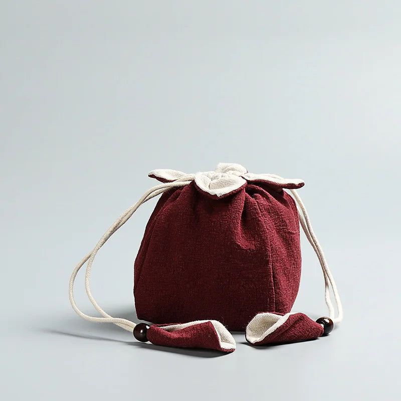 Handmade Linen Portable bag for tea pot cup travel Storage Bag Rope Hand Bag for Quik Cup Teapot Cup Package for Jewelry Toy new