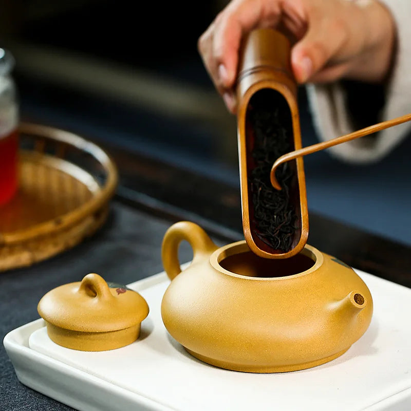 Handmade Lotus Pond Moonlight Teapot, Zisha Teapot, Yixing Handmade Pot, Kung-Fu Teaware, Purple Clay Drinkware for Puer Green