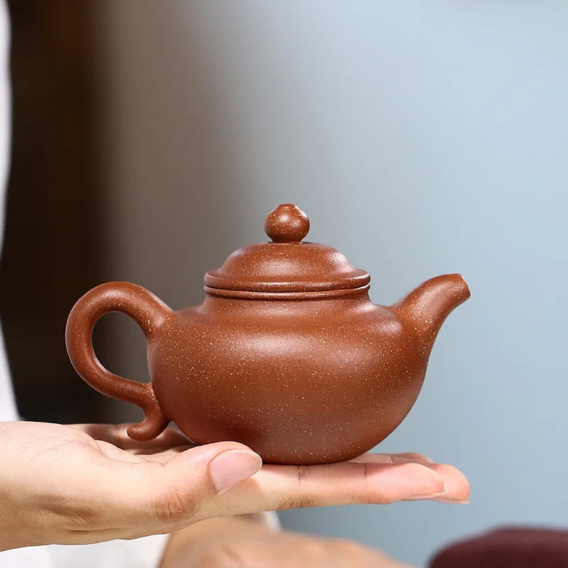 Handmade Lotus Seed Teapot, Dropping Mud Lettering, Zisha Teapot, Yixing Pot, Kung-Fu Teaware, Purple Clay Drinkware for Puer Gr