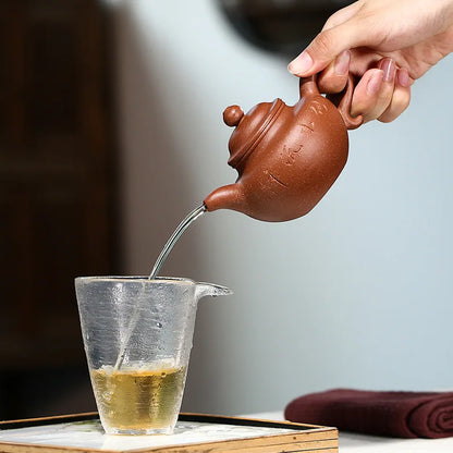 Handmade Lotus Seed Teapot, Dropping Mud Lettering, Zisha Teapot, Yixing Pot, Kung-Fu Teaware, Purple Clay Drinkware for Puer Gr