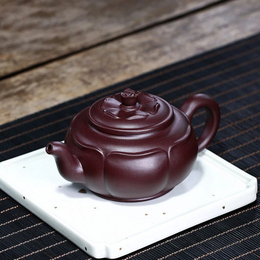 Handmade Lotus Shaped Zisha Teapot Household High Quality Filter Tea Kettle Chinese Yixing Purple Clay Tea Pot Teaware 270ml
