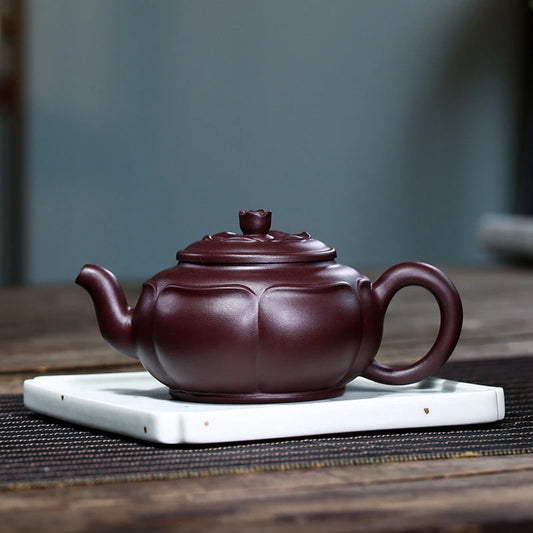 Handmade Lotus Shaped Zisha Teapot Household High Quality Filter Tea Kettle Chinese Yixing Purple Clay Tea Pot Teaware 270ml