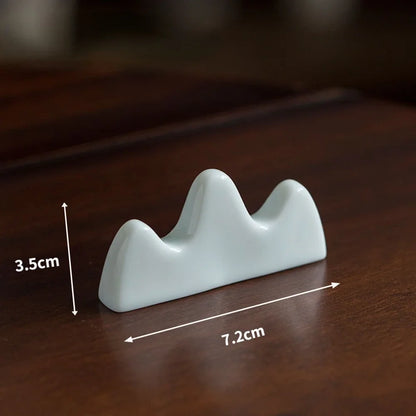 Handmade Misty Blue Porcelain Lid Holder Purple Sand Pot Cover Stand Coaster Gaiwan Lid Bracket Tea Pet Tea Ceremony Accessories