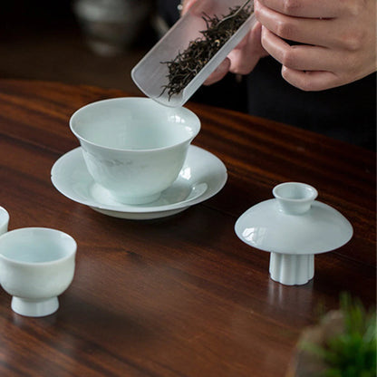 Handmade Misty Blue Porcelain Lid Holder Purple Sand Pot Cover Stand Coaster Gaiwan Lid Bracket Tea Pet Tea Ceremony Accessories