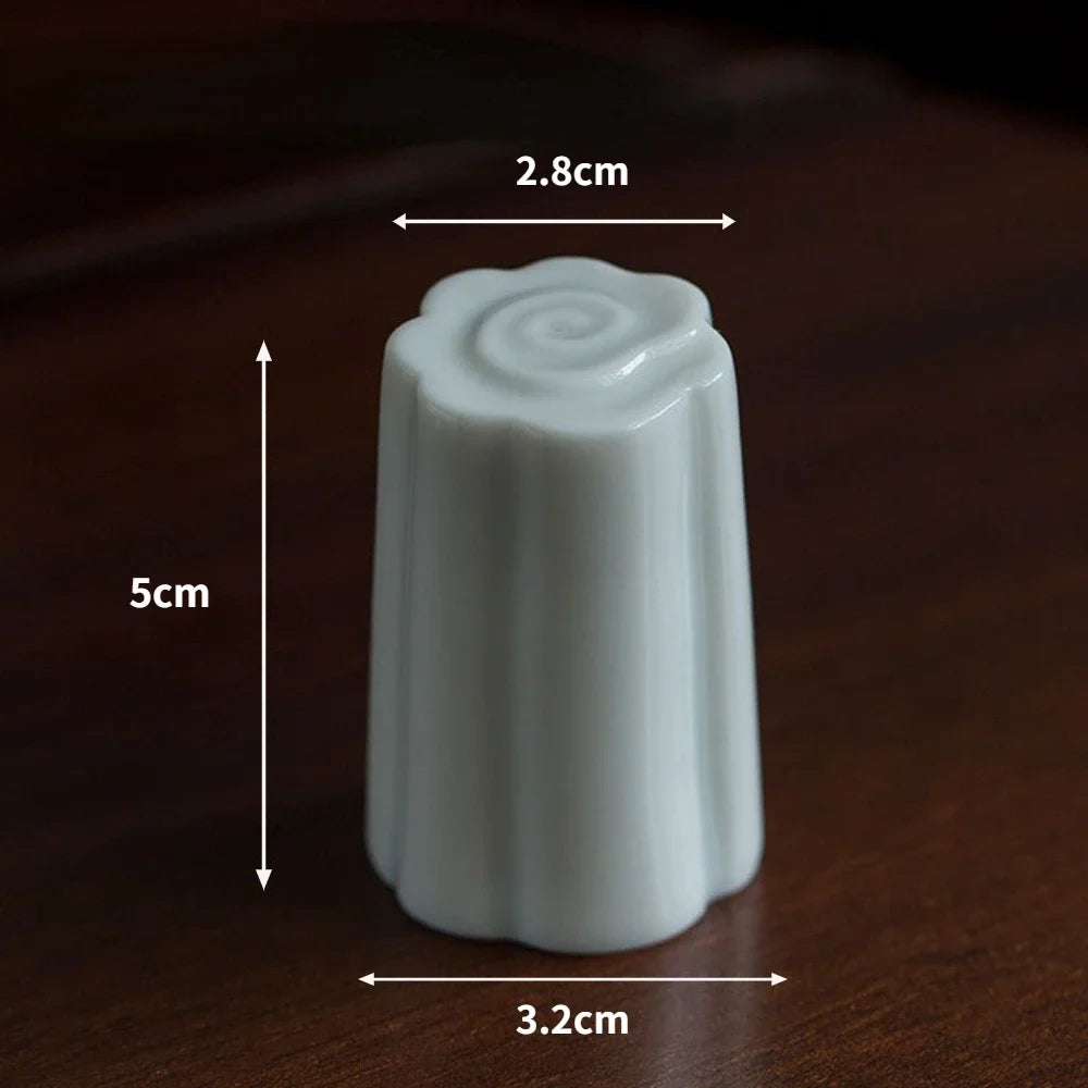 Handmade Misty Blue Porcelain Lid Holder Purple Sand Pot Cover Stand Coaster Gaiwan Lid Bracket Tea Pet Tea Ceremony Accessories