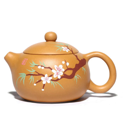 Handmade Mud Decals, Plum Blossom, Xi Shi Pot, Zisha Teapot, Yixing Handmade Pot, Kung-Fu Teaware, Purple Clay