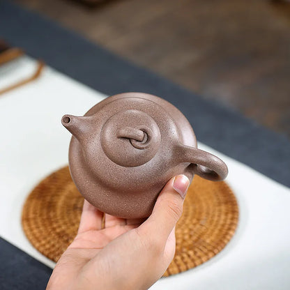 Handmade Mud Gourd Purple Clay Teapot, Handmade Pot, Kung-Fu TeawarePurple Drinkware for Puer Green, Hand-painted Section, Zisha