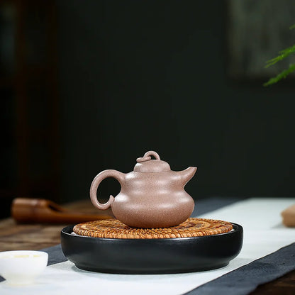 Handmade Mud Gourd Purple Clay Teapot, Handmade Pot, Kung-Fu TeawarePurple Drinkware for Puer Green, Hand-painted Section, Zisha