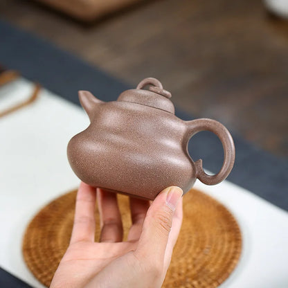 Handmade Mud Gourd Purple Clay Teapot, Handmade Pot, Kung-Fu TeawarePurple Drinkware for Puer Green, Hand-painted Section, Zisha