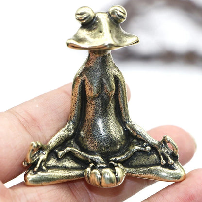 Handmade New Brass Frog Copper Incense Stick Holder with Lotus Leaf Ash Catcher Meditation Home Office Desktop Small Decoration