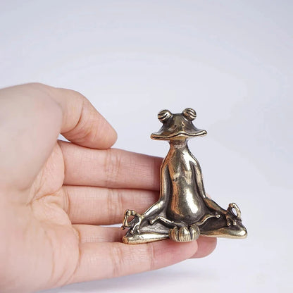 Handmade New Brass Frog Copper Incense Stick Holder with Lotus Leaf Ash Catcher Meditation Home Office Desktop Small Decoration