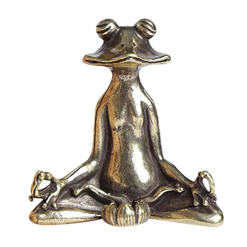 Handmade New Brass Frog Copper Incense Stick Holder with Lotus Leaf Ash Catcher Meditation Home Office Desktop Small Decoration