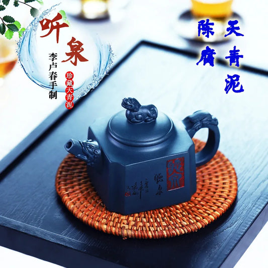 Handmade Nixing Pottery XiShi Teapots with Lotus Carving for Kong Fu Tea Healthy Nixing Pottery Clay from Qinzhou Guangxi