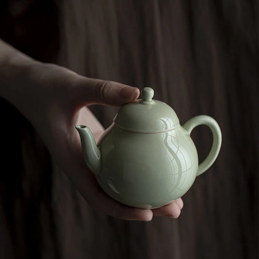 Handmade Original Mineral Colored Glaze Ceramic Household Tea Making Pot Chinese Kungfu Green Mini Teapot for Tea