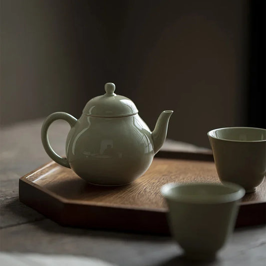 Handmade Original Mineral Colored Glaze Ceramic Household Tea Making Pot Chinese Kungfu Green Mini Teapot for Tea