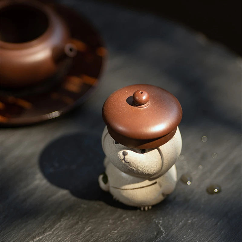 Handmade Ornament True Yixing Zisha White Clay Creative Peach Pattern Statue Mascot Table Decoration House Warming Gift Small