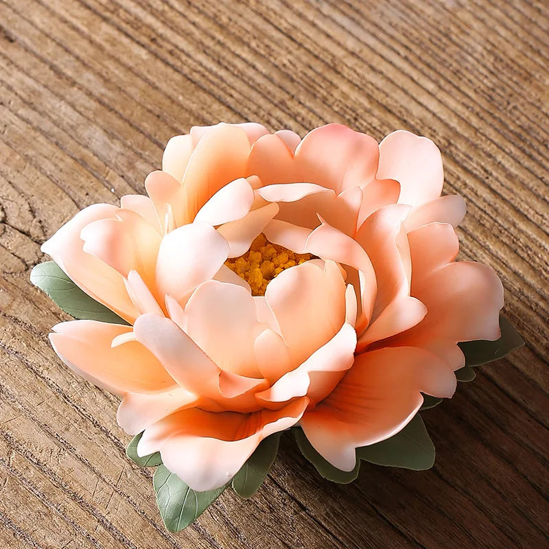 Handmade Peony Flower Ceramic Incense Holder Home Incense Tray Chinese Tea Ceremony Incense Burner Zen Decoration Ornaments