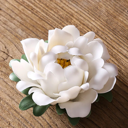 Handmade Peony Flower Ceramic Incense Holder Home Incense Tray Chinese Tea Ceremony Incense Burner Zen Decoration Ornaments