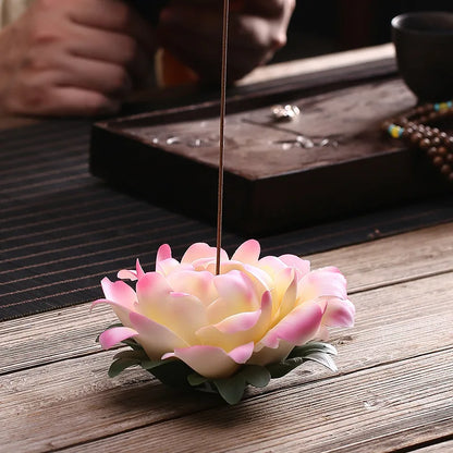 Handmade Peony Flower Ceramic Incense Holder Home Incense Tray Chinese Tea Ceremony Incense Burner Zen Decoration Ornaments