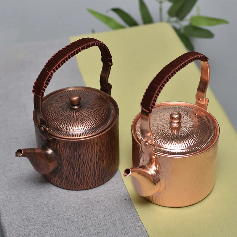 Handmade Portable Tea Set Copper Small Teapot Japanese Water Kettles Vintage Coffee Pot Set Water Jug Metal Kung Fu Tea Table