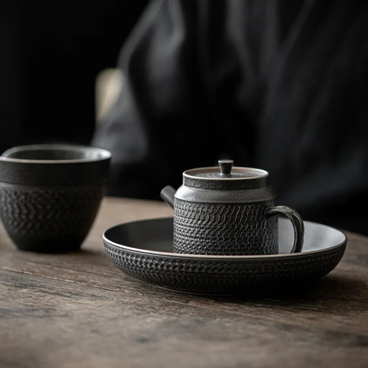 Handmade Pu-Erh Tea Set, Chinese Teapot, Silver, Black Kungfu Tea Set, Single Pot Filter Tea Maker, Travel Tea Set, Household