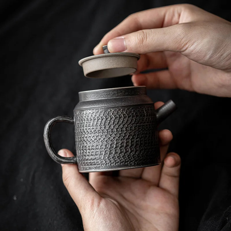 Handmade Pu-Erh Tea Set, Chinese Teapot, Silver, Black Kungfu Tea Set, Single Pot Filter Tea Maker, Travel Tea Set, Household