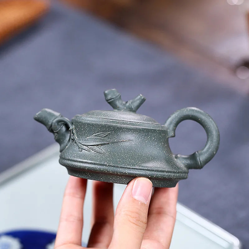 Handmade Purple Clay Pot, Zisha Teapot, Yixing Handmade, Kung-Fu Teaware, Purple Clay, Yixing, Mine Tianqing Mud, Bamboo Section
