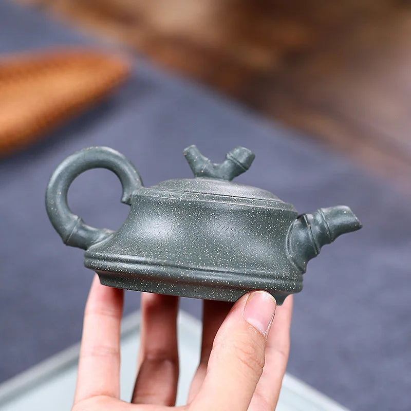Handmade Purple Clay Pot, Zisha Teapot, Yixing Handmade, Kung-Fu Teaware, Purple Clay, Yixing, Mine Tianqing Mud, Bamboo Section