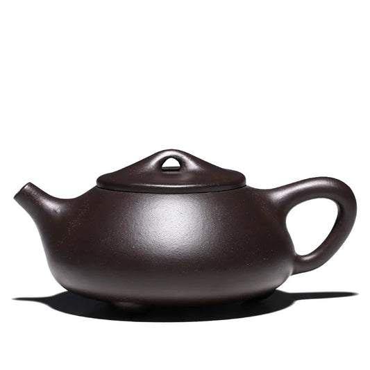 Handmade Purple Clay Pot with Stone Scoop, Zisha Teapot, Kung-Fu Teaware, Purple Clay Drinkware for Puer Green and Black