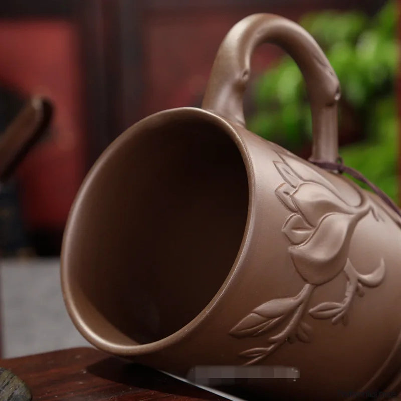 Handmade Purple Clay Teacup with Lid Yixing Purple Grid Tea Cups Chinese Zisha Kung Fu Tea Mug Office Drop Shipping